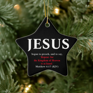 Jezus begon te preken. Matthew 4:17 Star Keramisch Ornament