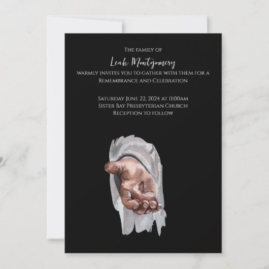 Jezus begrafenis memorial aankondiging (Voorkant)