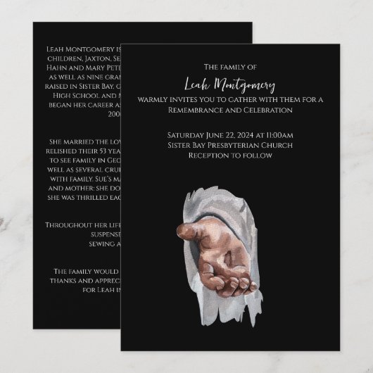 Jezus begrafenis memorial aankondiging (Voorkant / Achterkant)