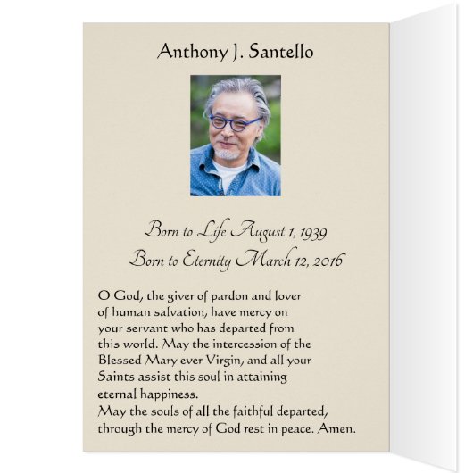 Jezus Begrafenis Sympathie Heilige Kaart Dank u (Binnen (Links))