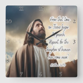 Jezus: Bekeert u, Koninkrijk der hemelen Vierkante Klok (Voorkant)