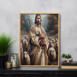 Jezus beschermt zijn geliefde schapen poster