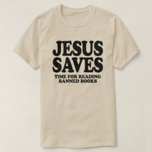 Jezus bespaart tijd voor het lezen van verboden bo t-shirt
