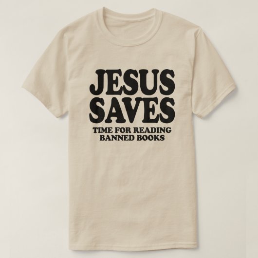 Jezus bespaart tijd voor het lezen van verboden bo t-shirt (Design voorkant)