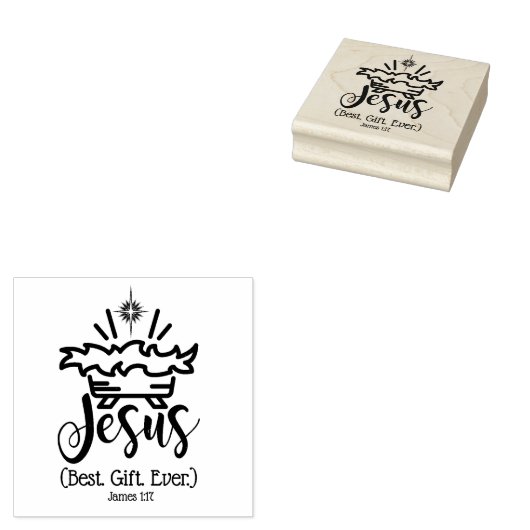 JEZUS BESTE CADEAU OOIT Geboorte Schrift Kerstmis Rubberstempel (Gestempeld)