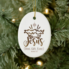 JEZUS BESTE CADEAU OOIT Geboorte Ster Kerstmis Keramisch Ornament