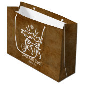 JEZUS BESTE CADEAU OOIT Kerstmis Schrift Brons Groot Cadeauzakje (Voorkant Gekanteld)