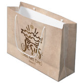 JEZUS BESTE CADEAU OOIT Kerstmis Schrift Cream Groot Cadeauzakje (Voorkant Gekanteld)