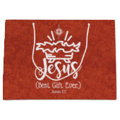 JEZUS BESTE CADEAU OOIT Kerstmis Schrift Rood Groot Cadeauzakje (Voorkant)