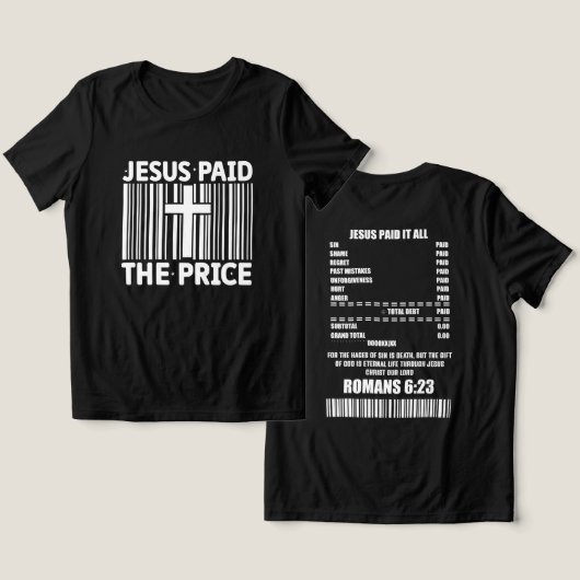 Jezus betaalde de prijs voor het T-shirt (Ontwerp Voorkant & Achterkant)