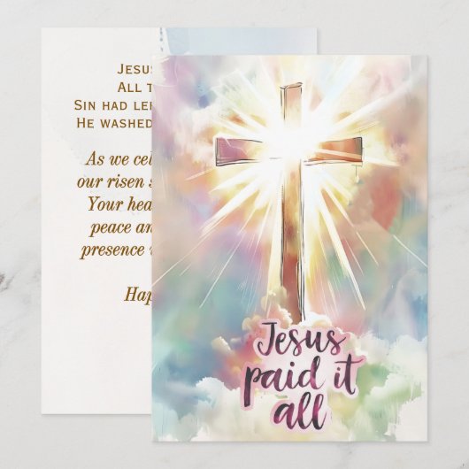 Jezus betaalde het allemaal Christelijke hymne Paa (Voorkant / Achterkant)