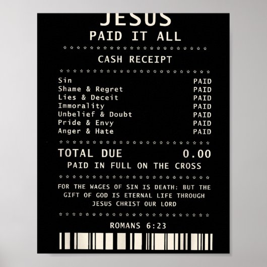 Jezus betaalde het allemaal grappige Christelijke Poster (Voorkant)