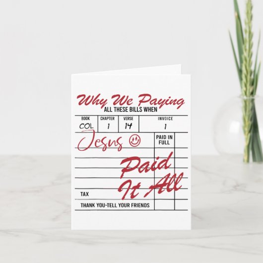 Jezus betaalde het allemaal op de Christelijke Paa Kaart (Voorkant)