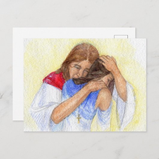 "Jezus bevalt ons." Briefkaart (Voorkant / Achterkant)