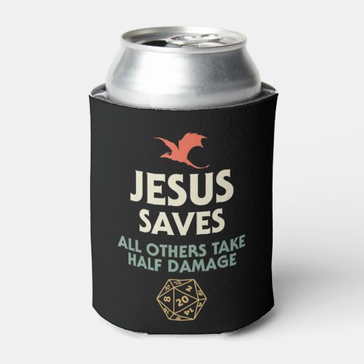 Jezus bewaart DM Dragon D20 Dice Gift RPG Role Pla Blikjeskoeler (Blikje Voorkant)
