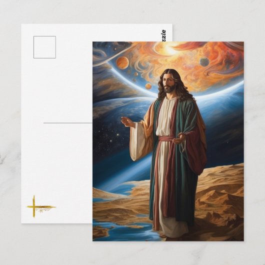 *~* Jezus Bewapent Planeet Universum Aarde AP50 Ko Briefkaart (Voorkant / Achterkant)