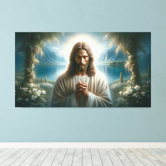 Jezus bidden canvas afdruk (Insitu (Houten vloer))