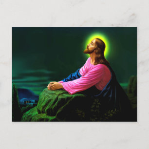  Jezus Biddend Katholieke Poster Wenskaart Briefkaart
