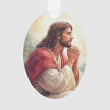 Jezus Biddend Watercolor Kunst | Christelijk Geloo