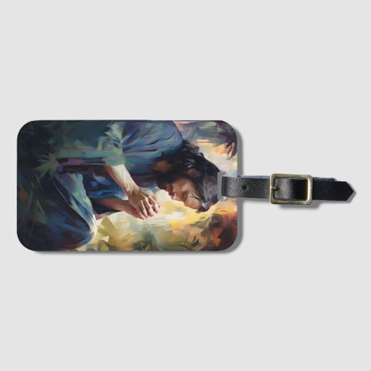 Jezus bidt Bagagelabel (Voorkant (horizontaal))