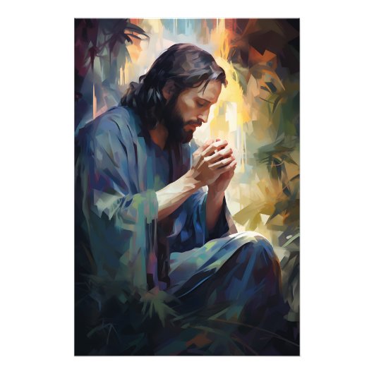 Jezus bidt foto afdruk (Voorkant)
