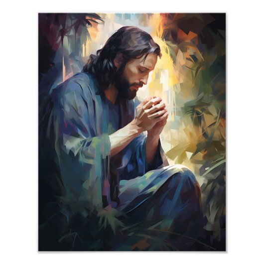 Jezus bidt foto afdruk (Voorkant)