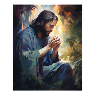 Jezus bidt foto afdruk