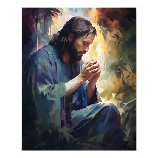 Jezus bidt foto afdruk (Voorkant)