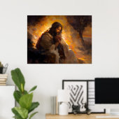 Jezus bidt in de tuin van Gethsemane Poster (Thuiskantoor)
