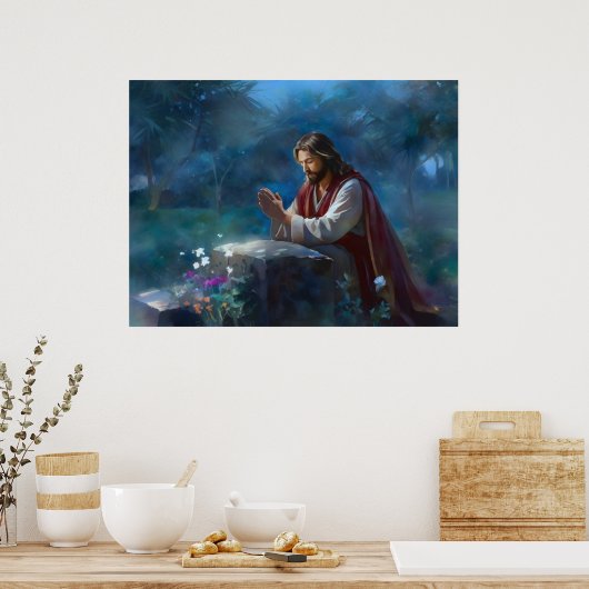 Jezus bidt in het park poster (Keuken)