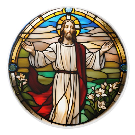 Jezus bidt keramische knop (Voorkant)