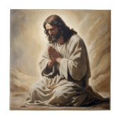 Jezus bidt keramische Tegel Tegeltje (Voorkant)
