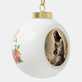 Jezus bidt kerstversiering keramische bal ornament (Links)
