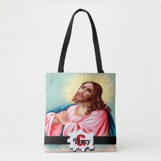 Jezus bidt monogramzak. tote bag (Voorkant)
