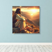 Jezus bidt op Berg 2 Canvas Afdruk (Insitu (Houten vloer))