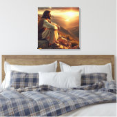 Jezus bidt op Berg 2 Canvas Afdruk (Insitu (Slaapkamer))