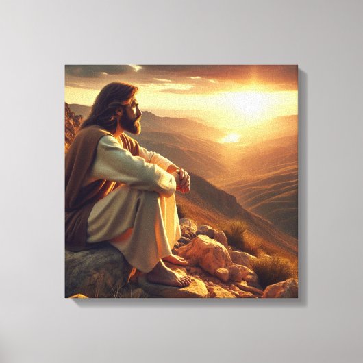 Jezus bidt op Berg 2 Canvas Afdruk (Voorkant)