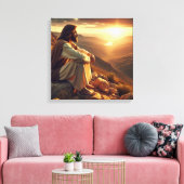 Jezus bidt op Berg 2 Canvas Afdruk (Insitu (Woonkamer))