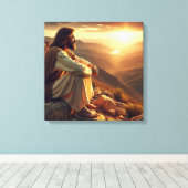Jezus bidt op Berg 2 Canvas Afdruk (Insitu (Houten vloer))