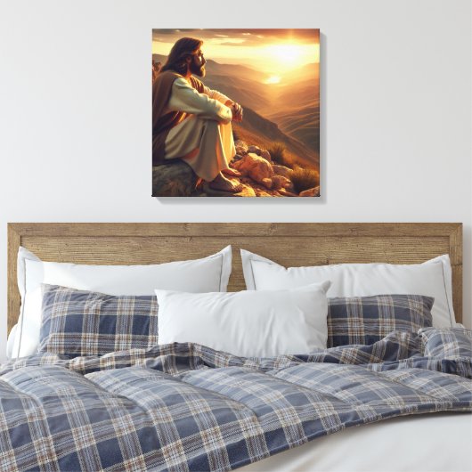 Jezus bidt op Berg 2 Canvas Afdruk (Insitu (Slaapkamer))