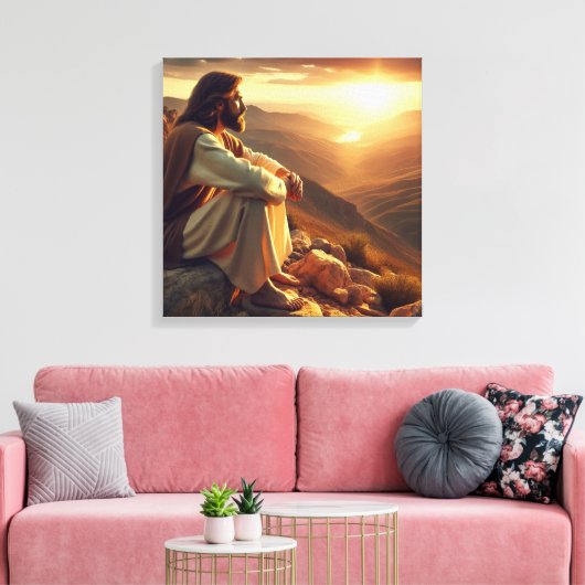 Jezus bidt op Berg 2 Canvas Afdruk (Insitu (Woonkamer))