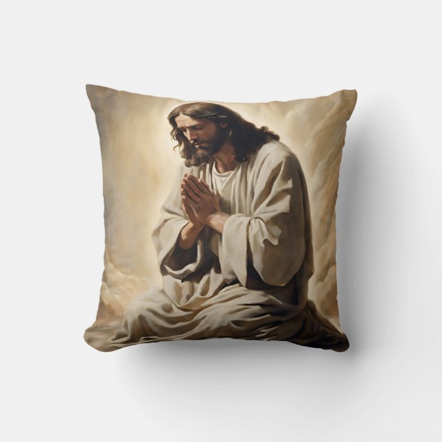 Jezus bidt Sierkussen (Voorkant)
