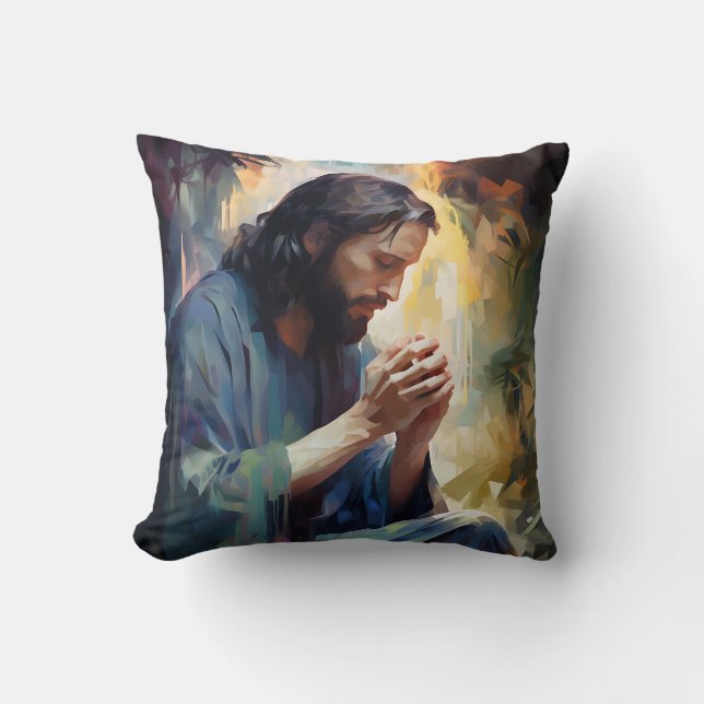 Jezus bidt Sierkussen (Voorkant)