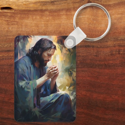 Jezus bidt Sleutelhanger (Achterkant)