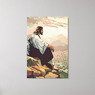 Jezus bidt voor Jeruzalem Canvas Afdruk