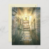 Jezus bij de Lege Tomb in Lichte Rays voor Pasen Feestdagenkaart (Voorkant / Achterkant)