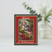 Jezus bij Gethsemane Red en Gold Lijst Briefkaart (Staand voorkant)