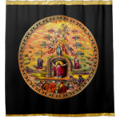 Jezus bij Heaven's Gate gold foil en zwarte textuu Douchegordijn (Voorkant)