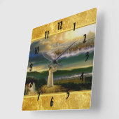 Jezus bij het Gate Gold Texture Design van de heme Vierkante Klok (Hoek)