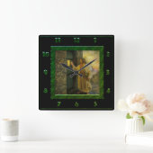 Jezus bij je  groene vierkant klok (Huis)